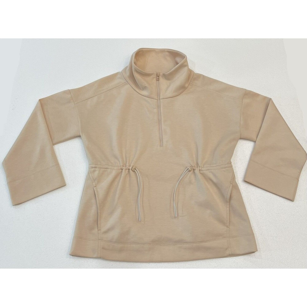 Anthropologie SATURDAY SUNDAY Quarter Zip Cinch Waist Pullover Blush Pink Size S